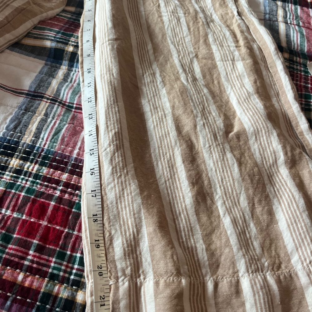 Madewell Smocked Huston Beige and White Striped Drawstring Wide-Leg Pants - Picture 6 of 7